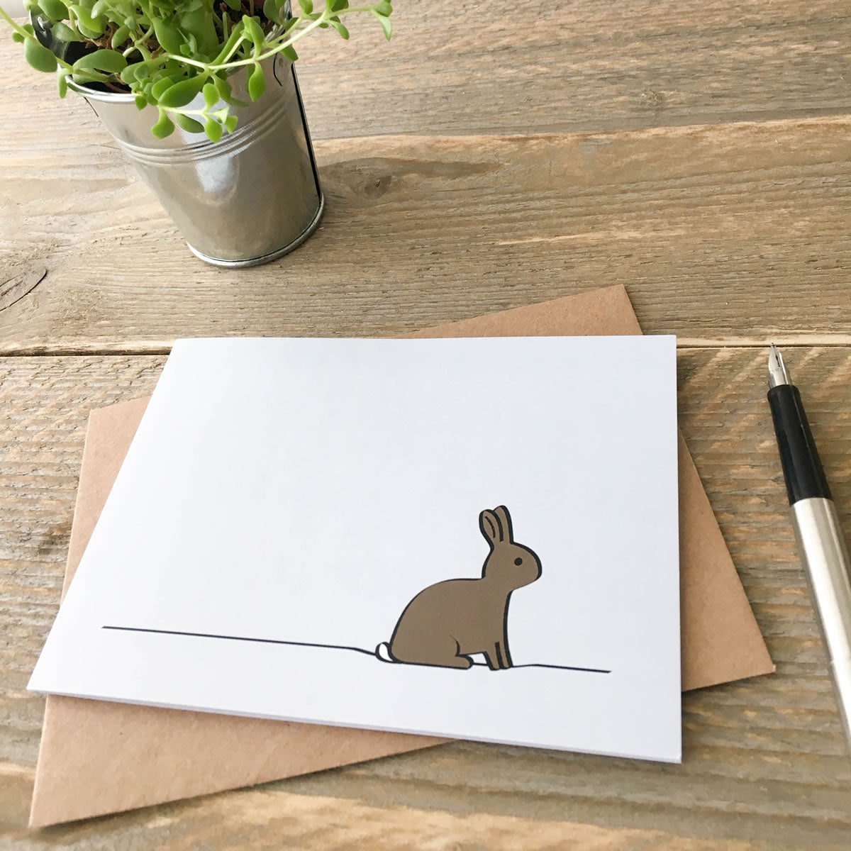 Rabbit Cards, Pack of Four Greeting Cards by Jin Designs